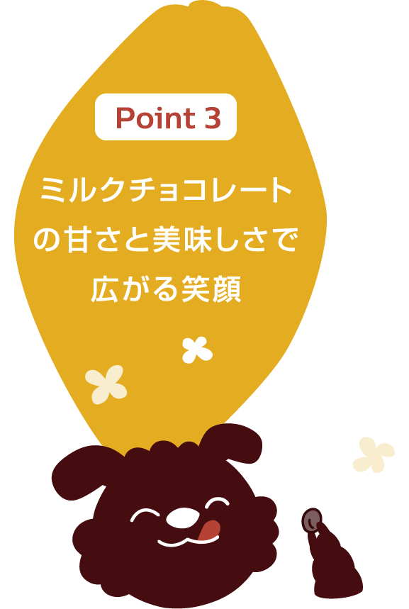 Point3 ミルクチョコレートの甘さと美味しさで広がる笑顔